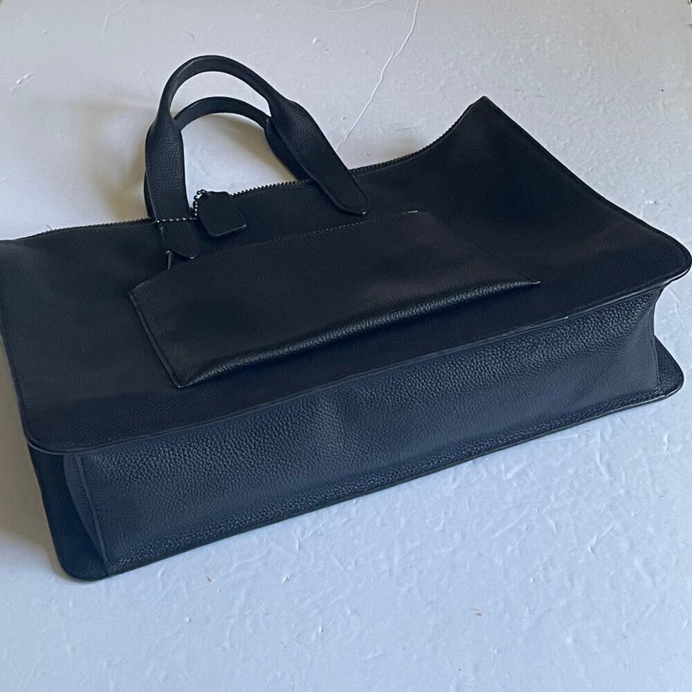 Coach Metropolitan Soft Briefcase Black Leather Laptop Bag Crossbody Slim Pocket - Picture 5 of 16